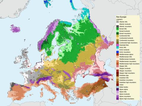European Landscape Classification (LANMAP) depicting climate & altitude. After Mücher et al. 2010